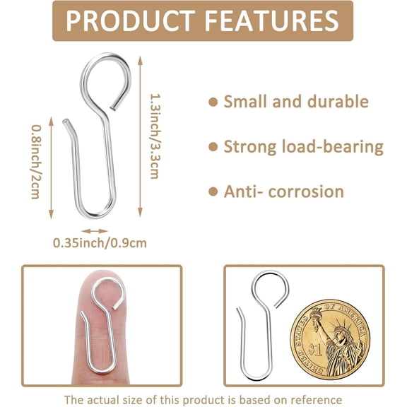 YNTVV-S-Shaped Small Metal Curtain Hooks - 60 Pcs Drapery Hooks for Ceiling Track (Pack of 2)