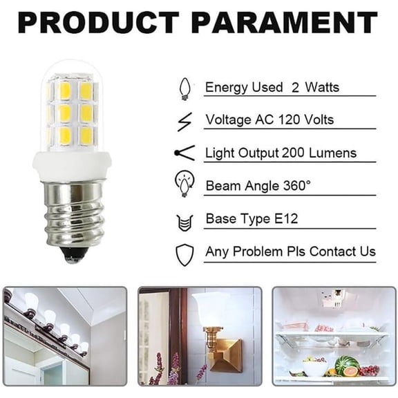 YNTVV-Salt Lamp Bulbs C7 E12 Candelabra Led Bulbs 15Watt Halogen Replacement 6000K White Light for Chandelier, Night Light Bulb, Non-Dimmable, Pack of 8