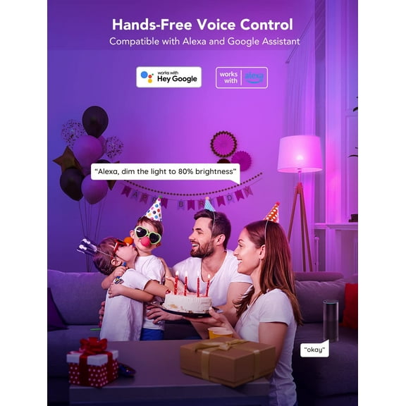 YNTVV-Smart Light Bulbs, WiFi & Bluetooth Color Changing Light Bulbs, Music Sync, 16 Million DIY Colors RGBWW Color Lights Bulb, Work with Alexa, Google Assistant Home App, 800 Lumen, 2 Pack