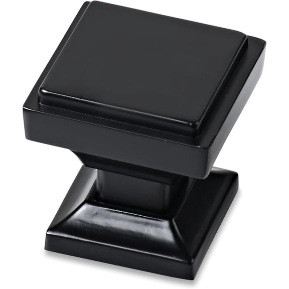 YNTVV-Square Black Cabinet Knobs - Pack of 5 - Black Kitchen and Bathroom Drawer Handles Cabinet Door and Drawer Dresser Pulls SHKM002-BLK-5