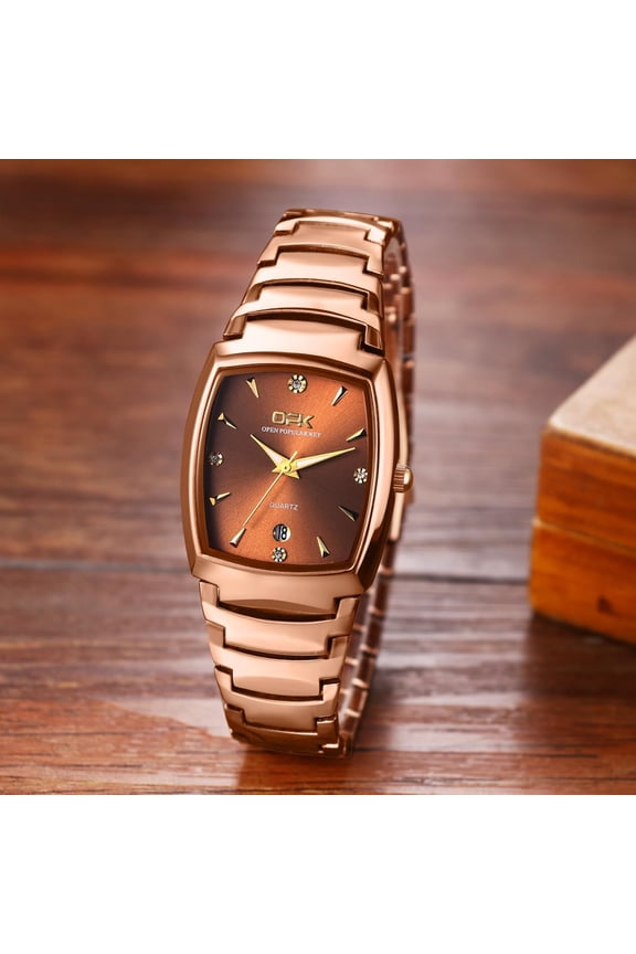 -Stainless Steel Wrist Watches: Men Women Imitation Tungsten Steel Band Analog Quartz His and Her Wrist Watch