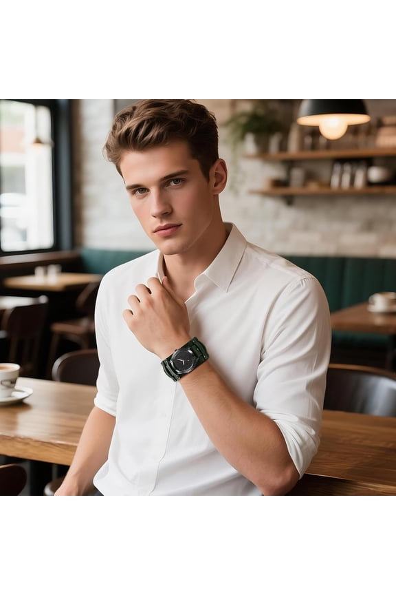 -Steampunk Leather Cuff Watches: Vintage Punk Hip-hop Wide Band Analog Quartz Wrsit Watches for Men Women Halloween Casual Sport Watch