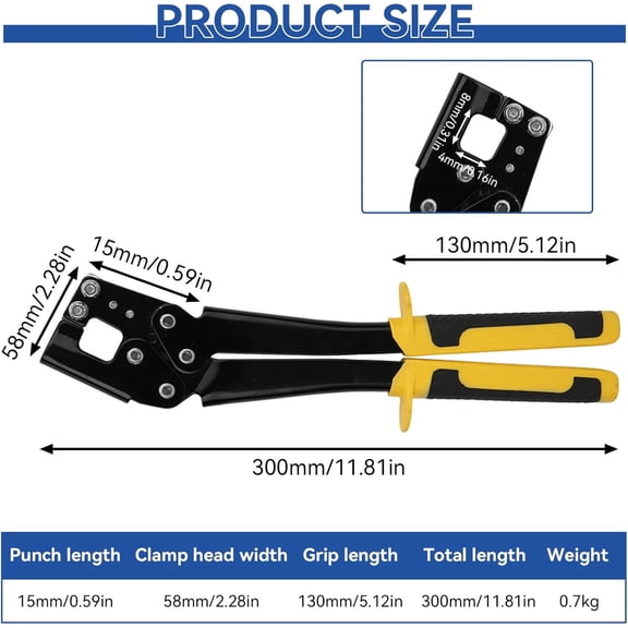 YNTVV-Steel Stud Crimper, Steel Metal Stud Crimper Pliers Hole Punch Stud Crimper Framing Tool for Fix Various Light Steel Keels with Wall Thickness of 0.5-0.8mm