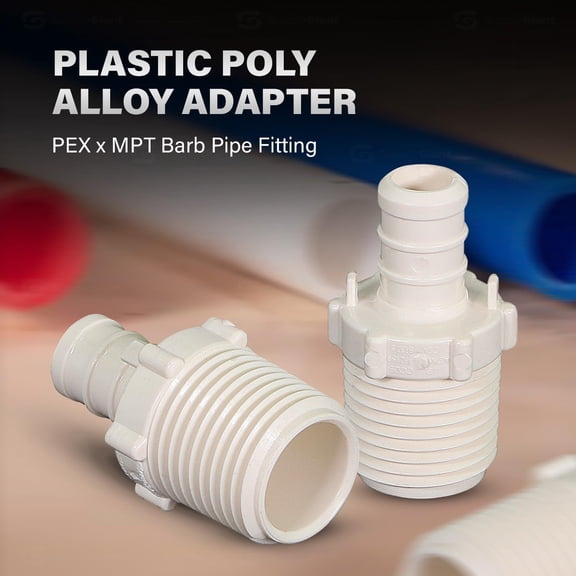 YNTVV-Supply Giant QQNB1010-5 Plastic Poly Alloy Adapter PEX x MPT Barb Pipe Fitting 1'' x 1'' White (5 Pack)