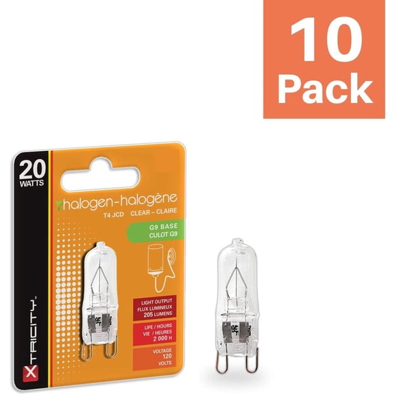 YNTVV-T4 JCD G9 Base Halogen Light Bulb, 20W, 205 Lumens, 120V, 2700K Soft White, Dimmable, (10 Pack)