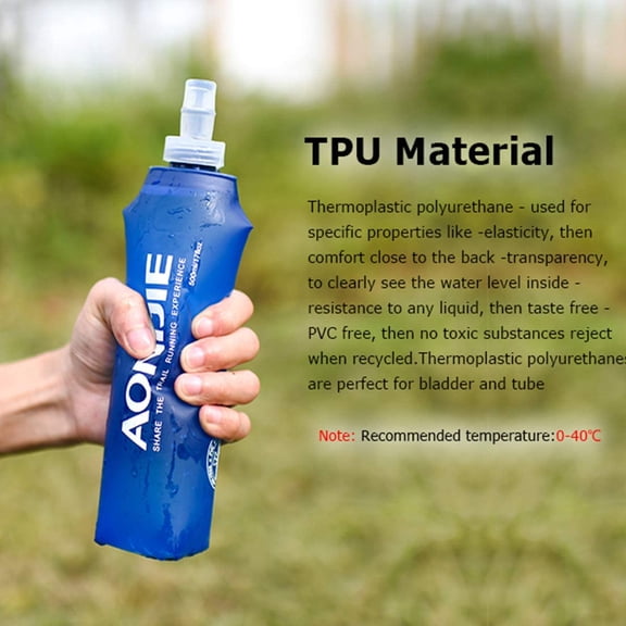 YNTVV-TPU Soft Folding Water Bottles Collapsible Flask for Hydration Pack for Running Hiking Cycling Climbing Pack of 2 (250ml with Straw -Pack of 2)
