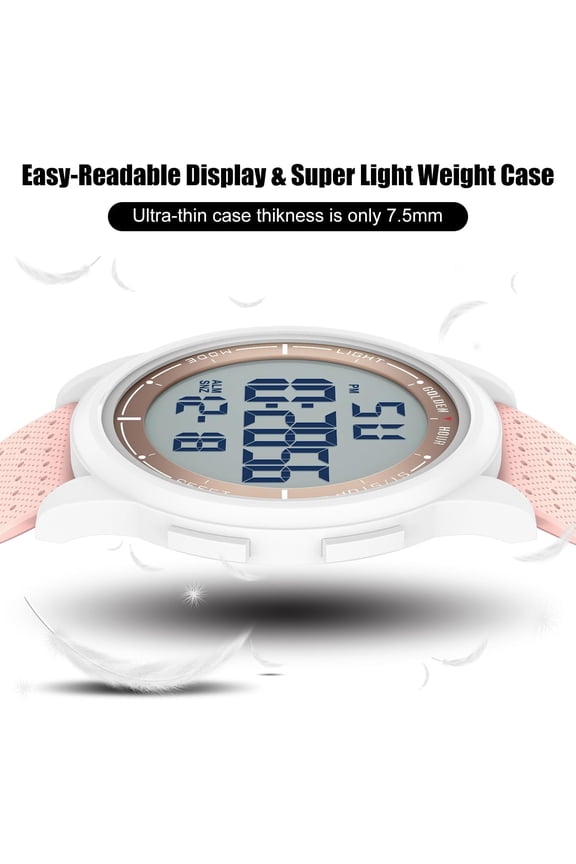 -Ultra-Thin Minimalist Sports Waterproof Digital Watches Men with Wide-Angle Display Rubber Strap Wrist Watch for Men Women