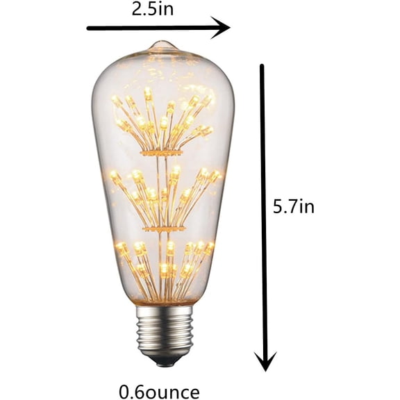 YNTVV-Vintage Edison ST64 Starry LED Bulb with Independent Light Column, 3W Retro Gypsophila Edison Bulb Warm Yellow 2300K, E26 Base, 85-265V, Perfect Transparent Decorative Light,Pack of 2