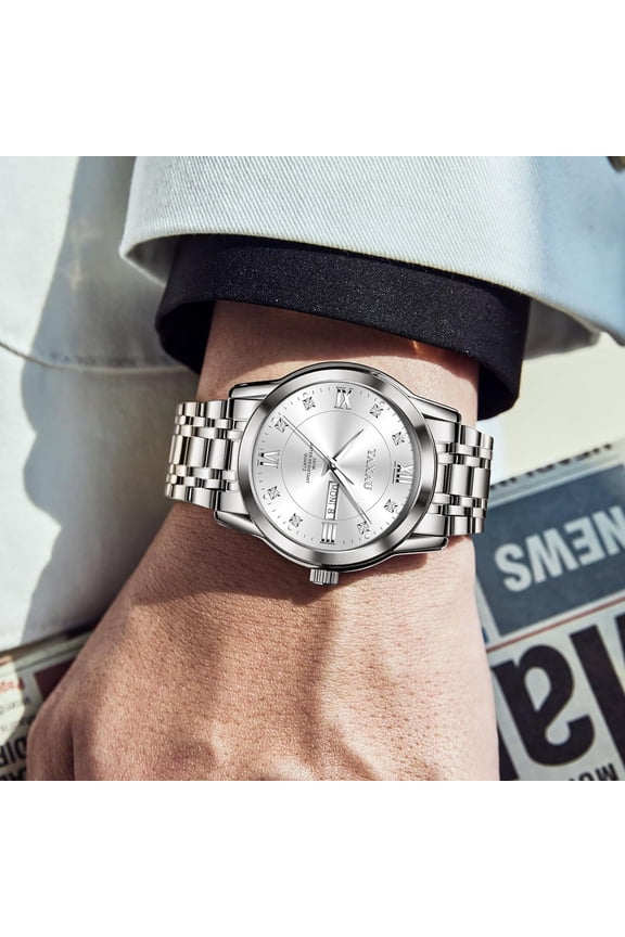 -Watch Men Stainless Steel Luxury Diamond Chronograph with Date Business reloj de Hombre