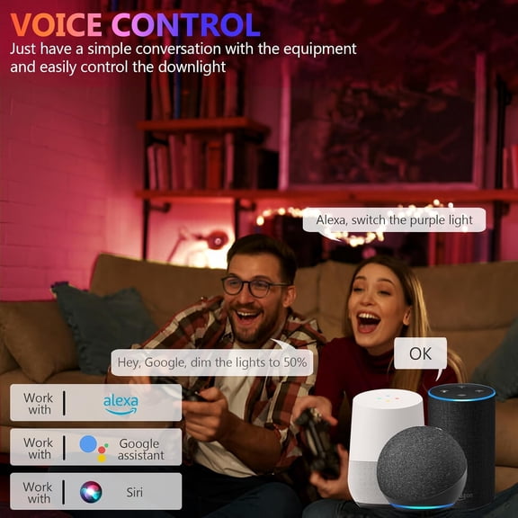 YNTVV-Wi-Fi & Retrofit Led Recessed Lighting 6 inch,Color Changing Recessed Lights,Led Can Light Multi Color with Junction Box,9W 750LM Smart Downlight,Work with Alexa/Google,IC Rated & ETL Certified