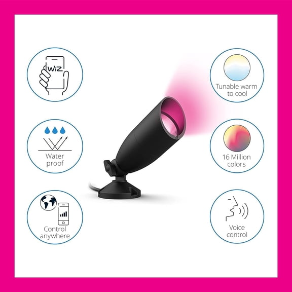 YNTVV-WiZ LED Color Changing Outdoor Spotlight Extension - Starter Kit Required - Weatherproof - Control with WiZ App - Works with Google Home, Alexa, and Siri Shortcuts - 1 Pack