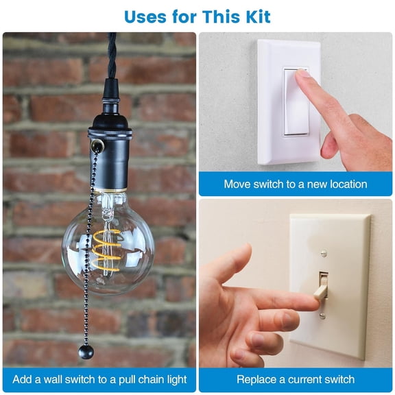 YNTVV-Wireless Light Switch and Receiver Kit, 300ft RF Range Wireless Wall Switches for Lights & Fans, Battery Included, No Wiring Needed, Suitable for incadescent, Halogen, Fluorescent CFL