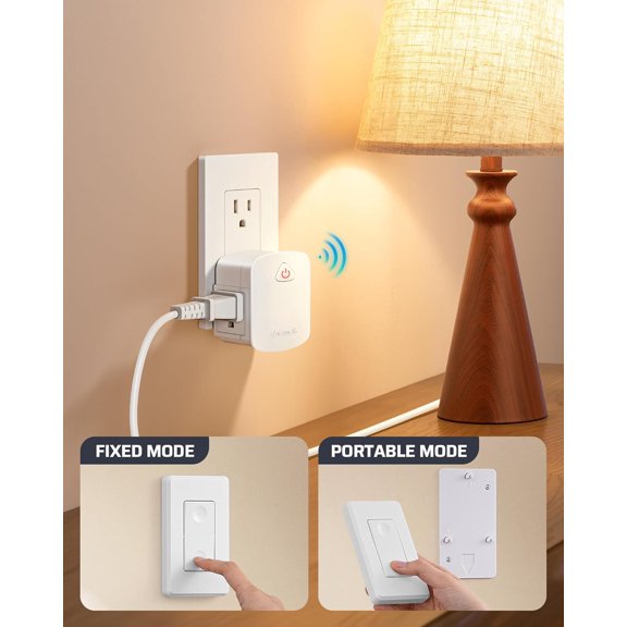 YNTVV-Wireless Remote Wall Switch and Outlet, Remote Control Outlet Light Switch for Lamps, Fans, Expandable, 15A/1875W, 100ft RF Range, ETL Listed (1 Outlet and 2 Remotes)