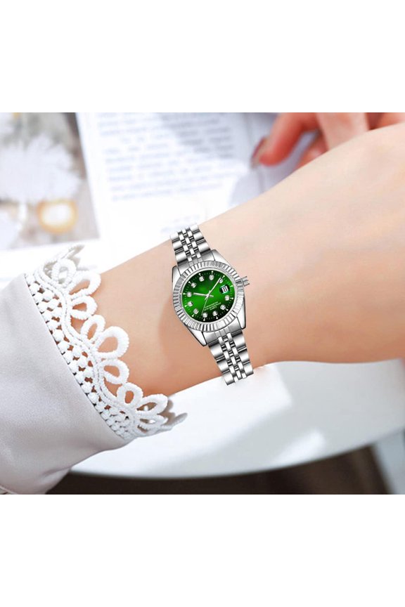 -Women Watch Classic Silver Stainless Steel Waterproof Quartz Analog Watch Fashion Ladies Wrist Watches
