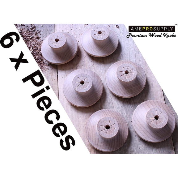 YNTVV-Wood Knobs Extra Large 2 inch Big Wooden Knob for Bifold Doors, Closet Door, Furniture Dresser Pulls with Screws (6 Piece)