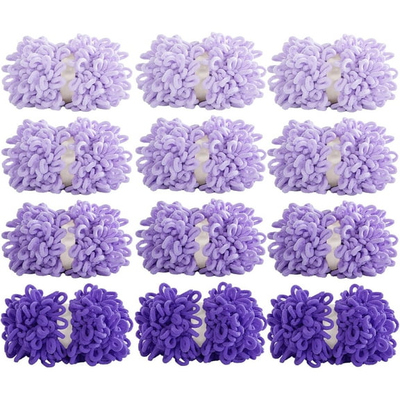 YNXGR Bulky Mixed Color Loop Yarn for Finger Knitting & Crocheting,Purple Gradient Soft Off The Hook Chenille Yarn,No-Needle Craft, 12 Pack (9.8 yds, 3.5 oz Each Skein)