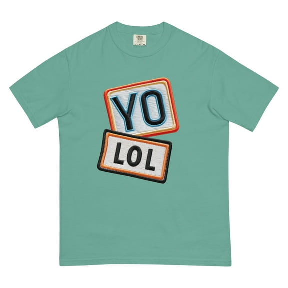 YO! LOL Unisex garment-dyed heavyweight t-shirt (Seafoam)