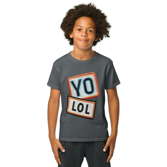 YO! LOL Youth t-shirt (Dark Heather, S)