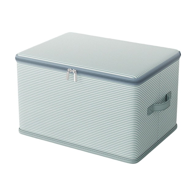 YOBOLK Clearance!Storage Bins,Non Woven Double Zip Clothing Storage Box Home Dormitory Folding Storage Striped Storage Box With Lid Wardrobe Storage S,Storage Containers