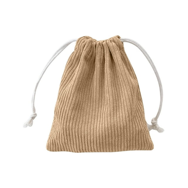 YOBOLK Closet Organizers And Storage Corduroy Storage Bag With Drawstring Strap Pocket Makeup Bag For Women Large Capacity Coin Bag Storage Bags Clearance
