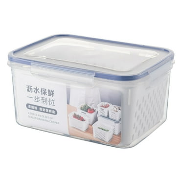 YOBOLK Kitchen Organizers And Storage Fruit Vegetable Storage Containers for Fridge Draining Fresh Containers Produce Storage Containers Large Organizer Bins With Lid Colander Clearance