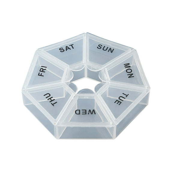 YOBOLK Pill Organizer Portable Box,Color Transparent Storage Box,7-day Storage Box,7-Day Round Box Case Storage Dispenser Organizer Pill Box