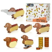 YOBRO Office Supplies Set, Fun Office Supplies Pack, Including Sticky Note Holder and Sticky Notes, Mini Pencil Sharpener, Paperclip Pack, Mini Dachshund Dog Hot Dog Design Squeezing Toy