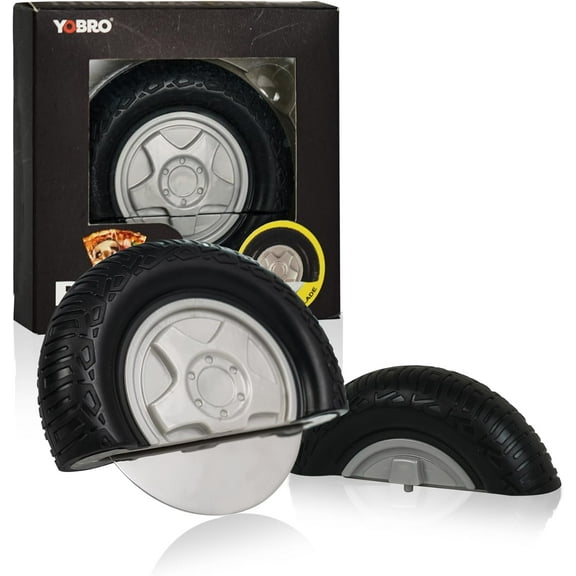 YOBRO Tire Pizza Cutter Wheel By YOBRO- Cutter, Slicer Stainless Steel, Funny Kitchen Accessories,gift for Car Lovers,White Elephant Gifts,Stocking Stuffers Family