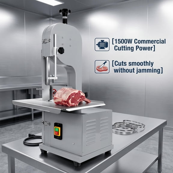 YOCOA Electric Bone Saw Machine 1500w High Power Frozen Meat Cutter 19.315.3in Workbench Bone-cutting machine 36.2in Overall Height for Commercial Butcher Shops Silver