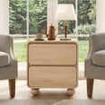 thumbnail image 1 of YOCWO 2 Drawer Nightstand for Bedroom, Mid Century Bedside Table with Arc Edge and Round Leg, Wood Storage Chest of Drawer Organizer for Bedroom Living Room Hallway Closet, Natural, 1 of 8