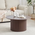 thumbnail image 1 of YOCWO 31.5" Small Round Coffee Table for Small Apartment Living Room, Modern Walnut Coffee Table with Fluted Drum, 1 of 7