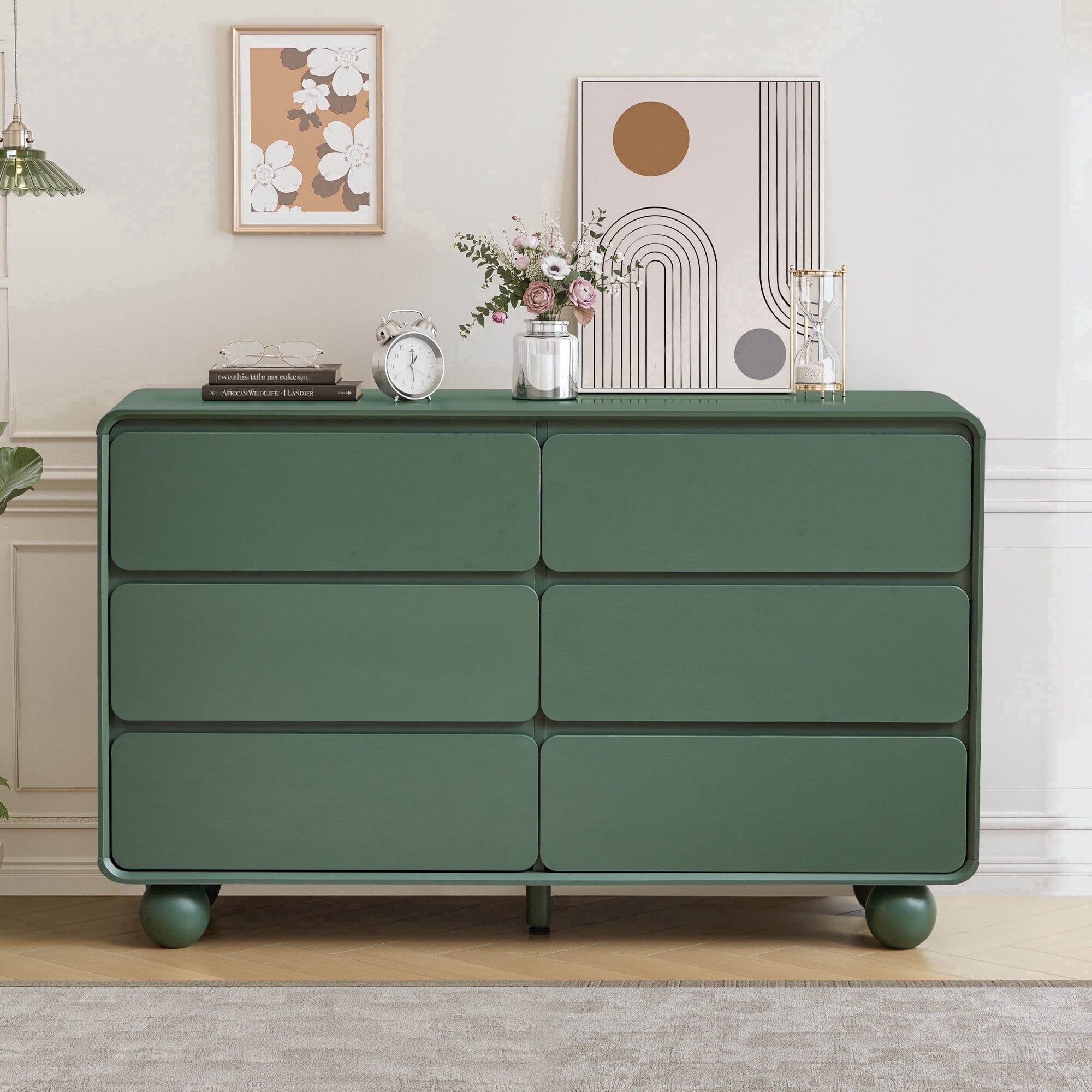round dresser Furniture of America Forma Mid Century Walnut 6 Drawer 62 in. Wide with Mirror IDF-74000WN-DM down profile is softened by curved corners for a fluid feel YOCWO 6 Drawer Dresser for