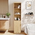 thumbnail image 1 of YOCWO 67" Tall Bathroom Storage Cabinet with Adjustable Shelves, 5 Tiers & 1 Door Bathroom Storage Tower with Wave Panel & Mental Handle, Freestanding Narrow Cabinet for Small Spaces, Natural, 1 of 7