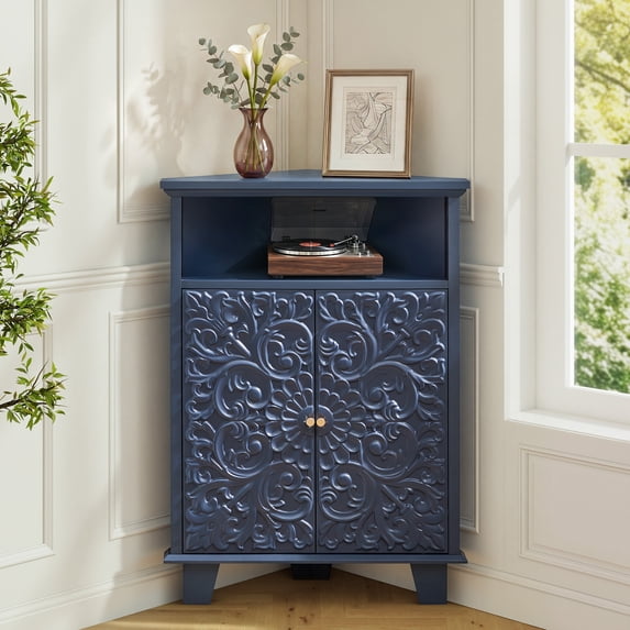 Container For Cabinet YOCWO Corner Storage Cabinet with 2 Embossed Doors, 31