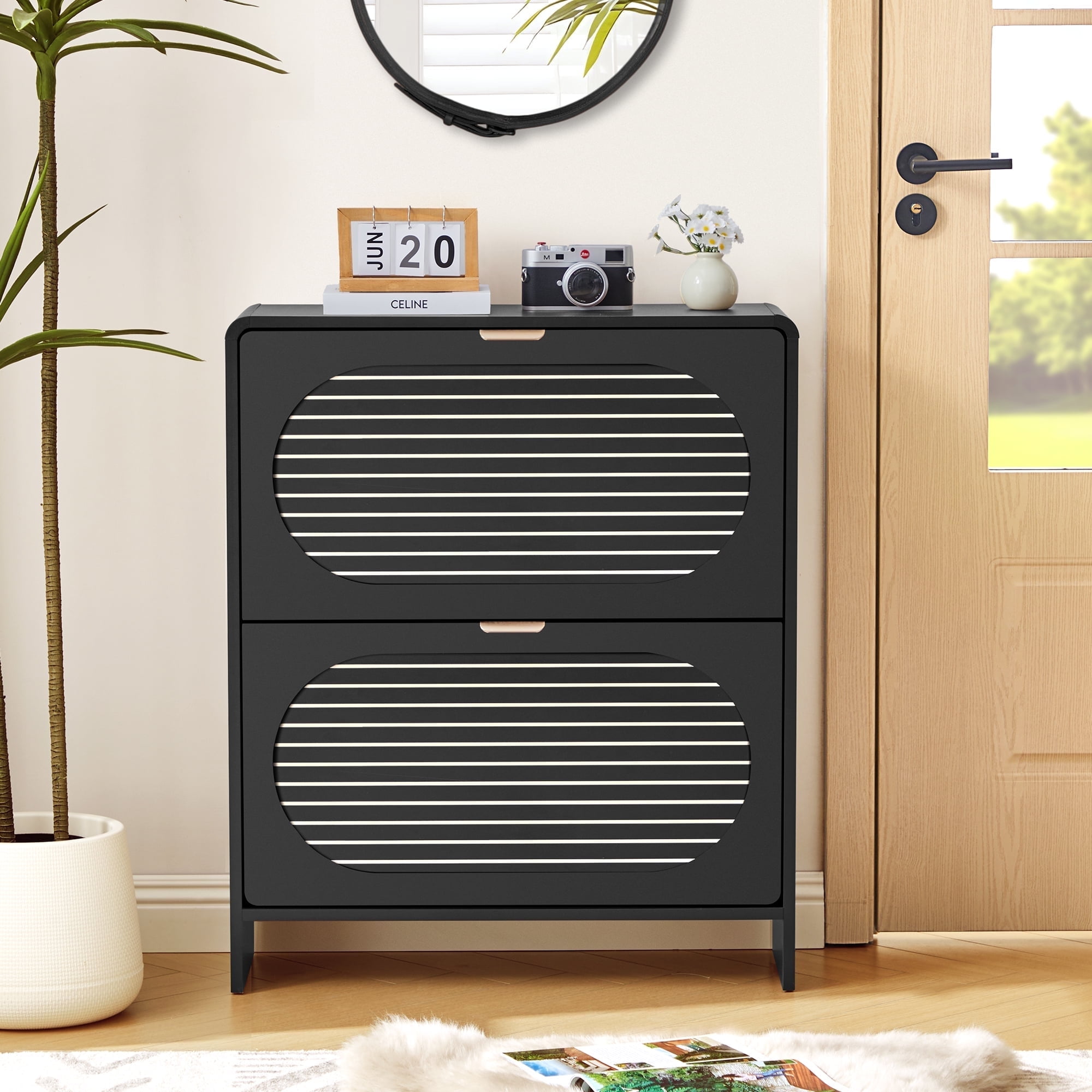 YOCWO Shoe Storage Cabinet with 2 Flip Drawers for Entryway, Shoe Rack ...