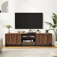 thumbnail image 1 of YOCWO TV Stands for 65 inch tv, TV Stand with Sliding Wave Doors, Wood Entertainment Center for TVs, Media Console Cabinet with Open Storage for Living Room, Walnut, 1 of 10