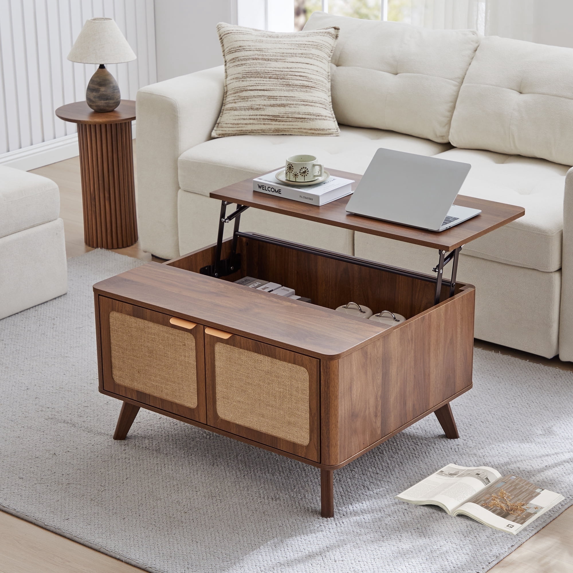 YOCWO Wood Lift Top Coffee Table with Hidden Compartments for Storage ...