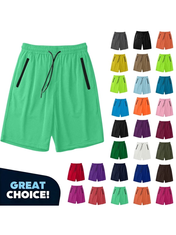 Big Men’s Mesh Athletic Short with Zipper Pockets Performance Essential Active Shorts,,Big and Tall Black,Size S-5XL