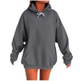 thumbnail image 1 of YODETEY Hoodies for Women, Drawstring Oversized Solid Color Long Sleeve Fleece Sweatshirt, Trendy Pullover Sweaters Pockets, Gray,Women's Plus M, 1 of 5