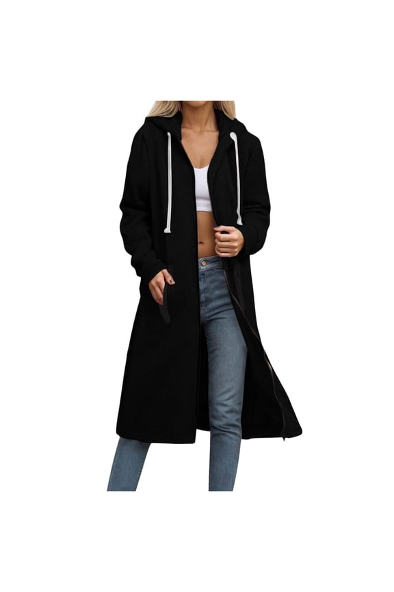 Women's Zip up Sweatshirt with Long Sleeve Hoodie, Fleece Long Hoodies Jacket with Pockets Fall Outwear Sweatshirts,Women's Plus New Black,Size XXL