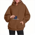 thumbnail image 1 of YODETEY Womens Pullover Sweaters, Womens Oversized Hoodies Fleece Sweatshirts, Long Sleeve Hooded Sweatshirts with Pockets, Brown,Women's Plus M, 1 of 9