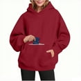 thumbnail image 1 of YODETEY No Boundaries Womens Pullover Sweaters, Womens Oversized Hoodies Fleece Sweatshirts, Long Sleeve Hooded Sweatshirts with Pockets, Wine,Women's Plus M, 1 of 9