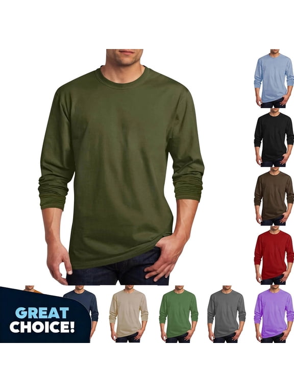 Men’s Classic Crew Neck Long Sleeve T-Shirt, Lightweight Everyday Casual Shirts for Mens ,Size M-5XL
