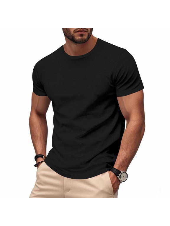 George Men’s Crew Neck T-Shirt,Men's Performance Moisture Wicking Active Short Sleeve Shirts,Big and Tall Black,Size XXL