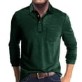 thumbnail image 1 of YODETEY Men's Long Sleeve Contrast Collar Polos Shirt with Pockets, Everyday Wear Long Sleeve Polos Collar Casual Tops,Big and Tall Mint,Size XXXL, 1 of 5