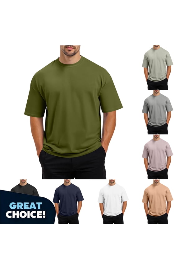 George Men’s Oversized Crew Neck Short Sleeve T-Shirt, Relaxed Crew Neck Fit Tees for Mens ,Big and Tall Army Green,Size S