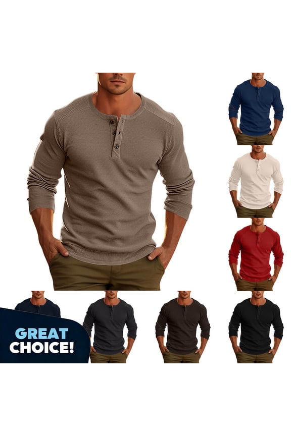 George Men’s Waffle Knit Henley Long Sleeve Casual Shirt, Everyday Soft Knit Henleys for Mens ,Big and Tall Navy,Size XXL