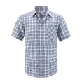 thumbnail image 1 of YODETEY George Plaid Button Down Shirts with Shorts Sleeve, Mens Fit Button Down Work Shirts, Green Big Men's M, 1 of 6