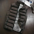 thumbnail image 1 of YODETEY Men Autumn Winter Coat Padded Cotton Vest Warm Hooded Thick Vest Tops Jacket Coffee 4(M), 1 of 6