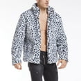 thumbnail image 1 of YODETEY Men Leopard Winter Warm Outdoor Woolen Faux-Fur' Coat Collar Overcoat White M, 1 of 9
